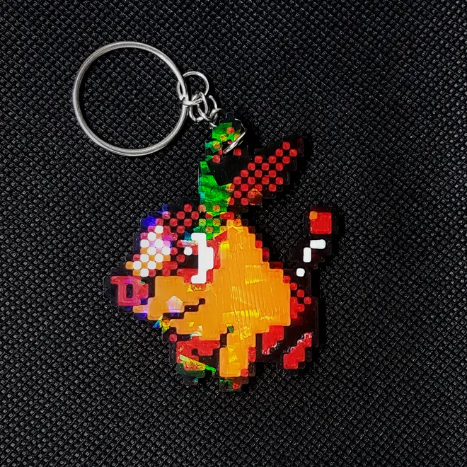 Tepig Pixel Art Holographic Keychain