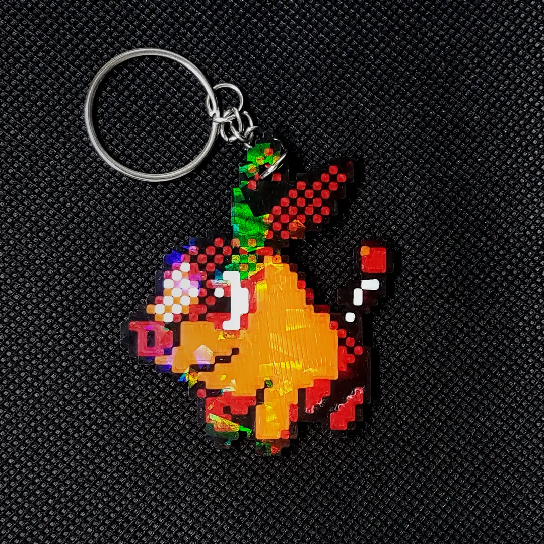 Tepig Pixel Art Holographic Keychain