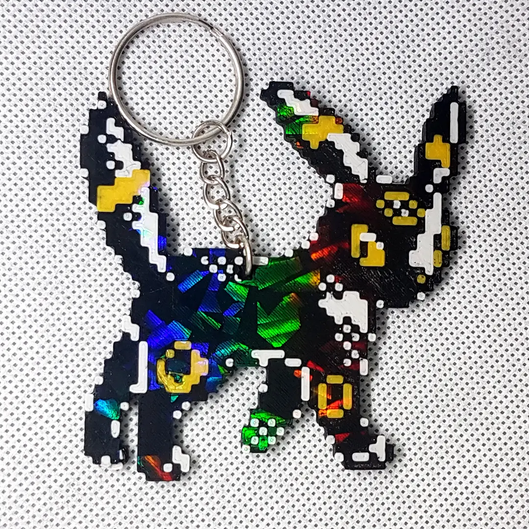 Umbreon Pixel Art Holographic Keychain