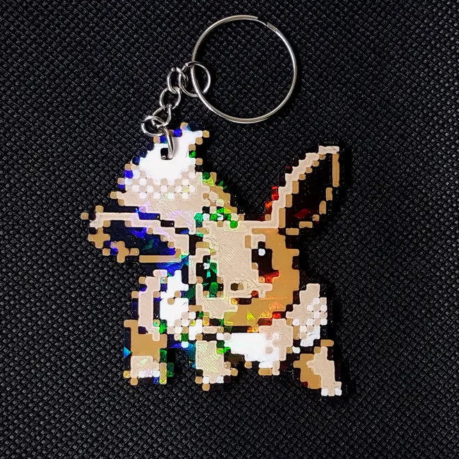 Eevee Pixel Art Holographic Keychain