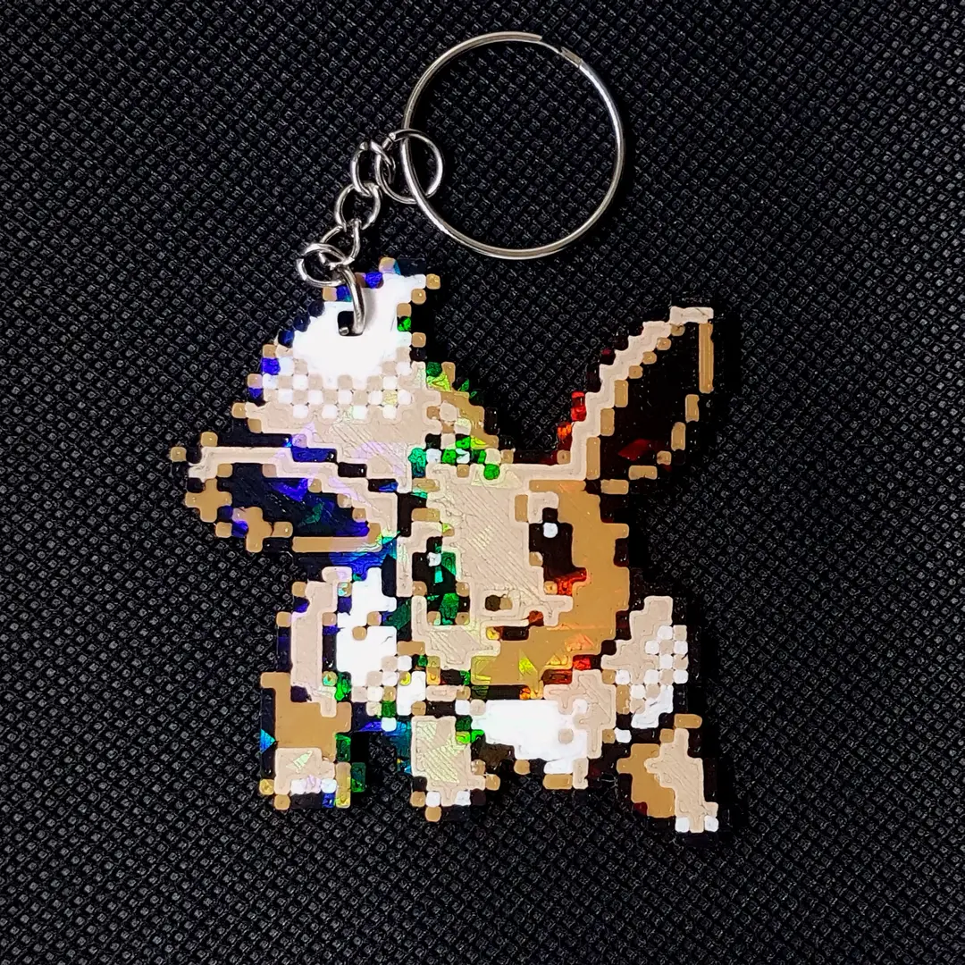 Eevee Pixel Art Holographic Keychain