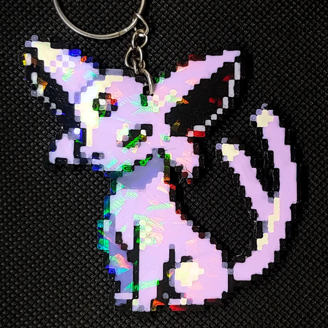 Espeon Pixel Art Holographic Keychain