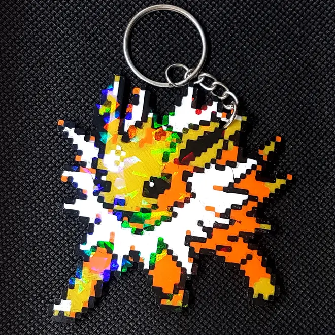Jolteon Pixel Art Holographic Keychain