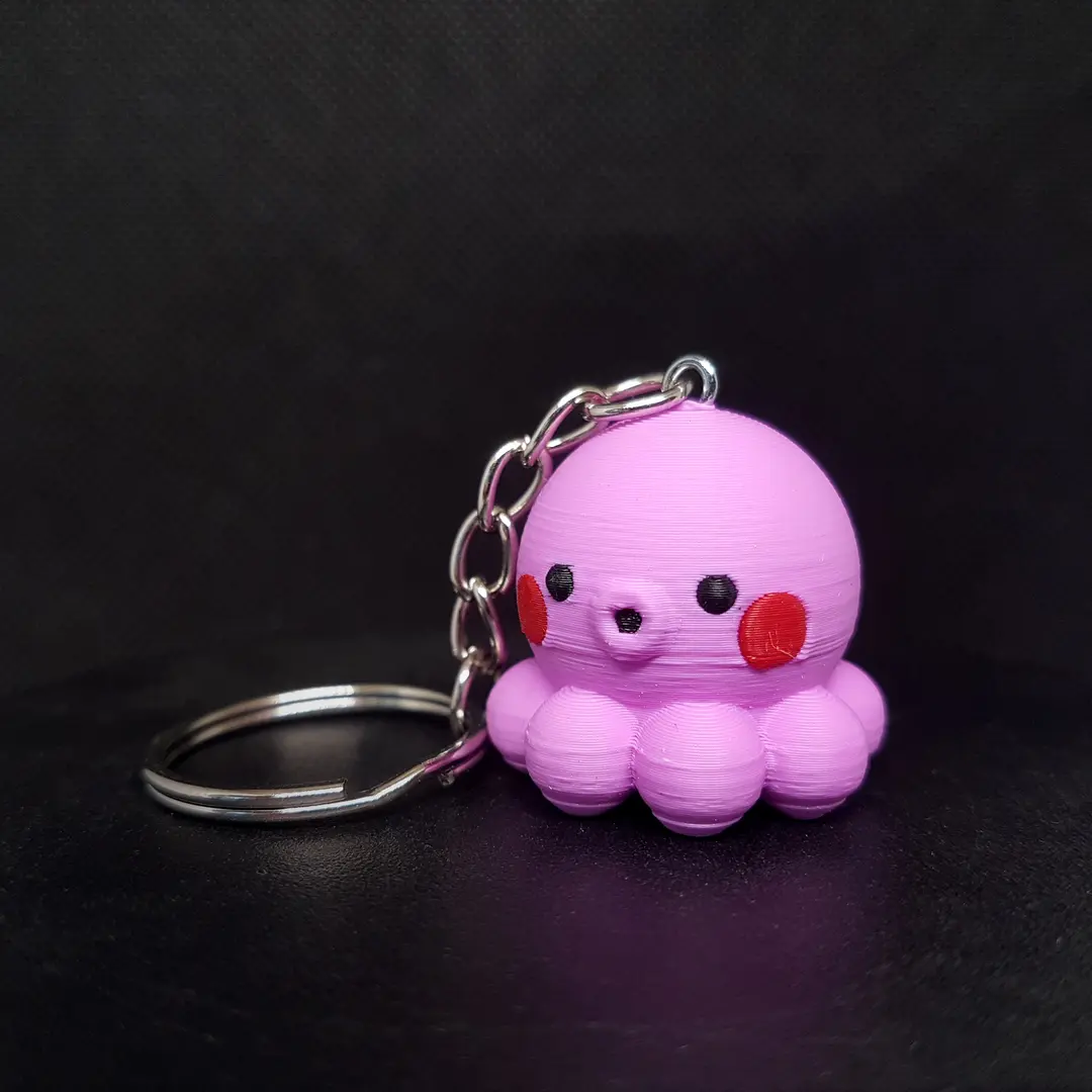 Pink Chibi Octopus Keychain