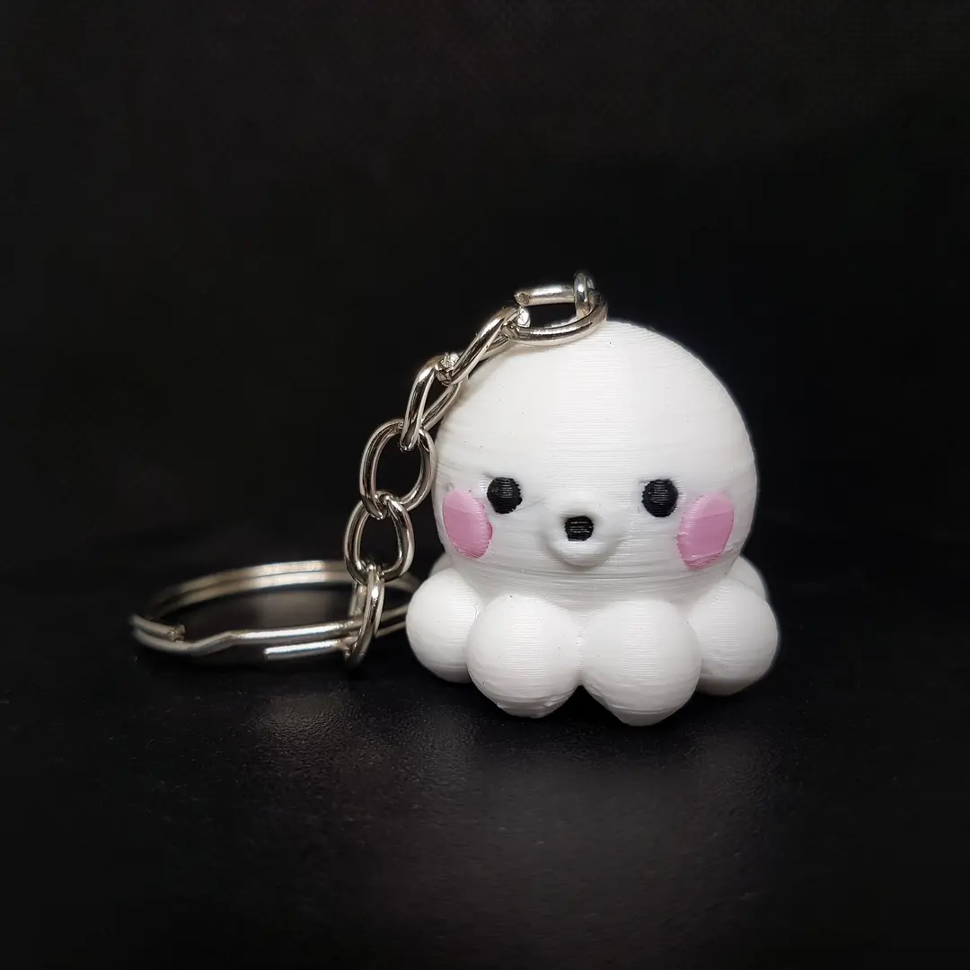 White Chibi Octopus Keychain