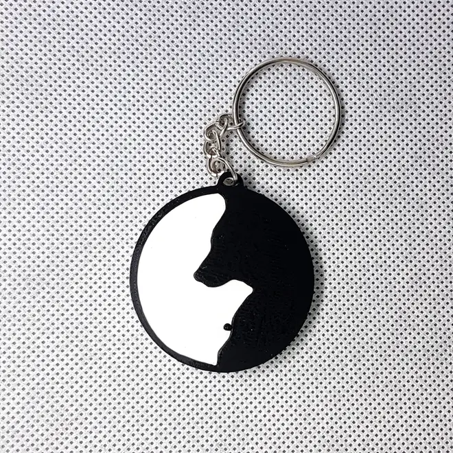 Black and White Wolf Yin-Yang Keychain