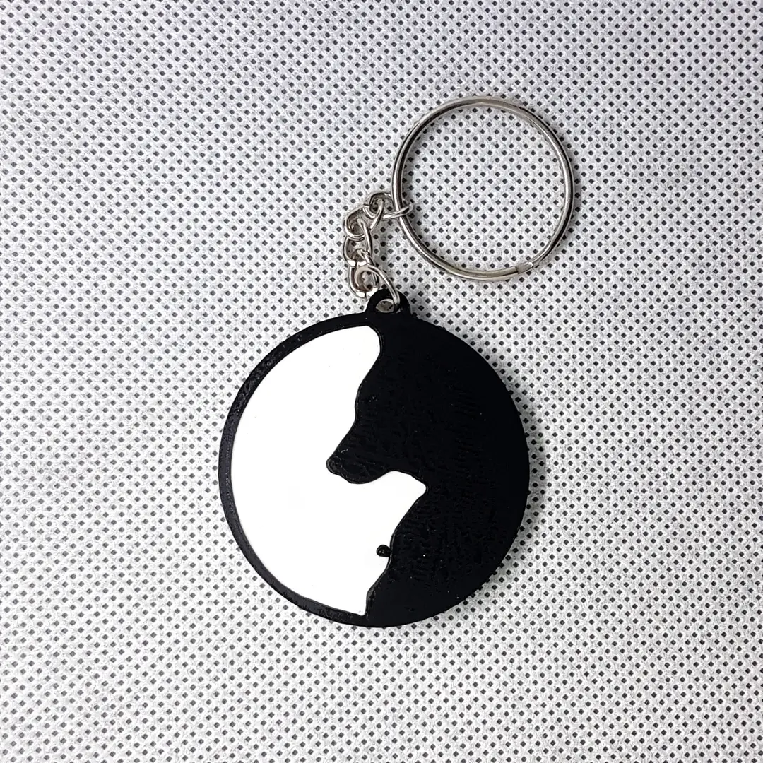 Black and White Wolf Yin-Yang Keychain