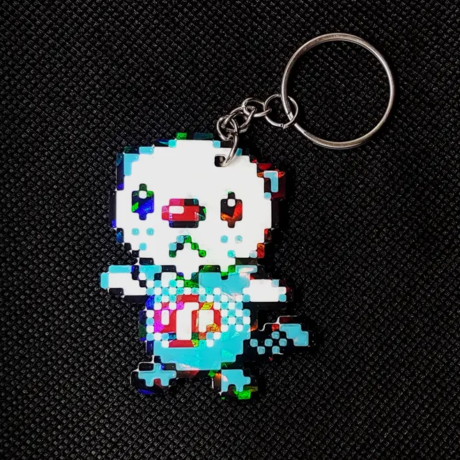 Oshawott Pixel Art Holographic Keychain